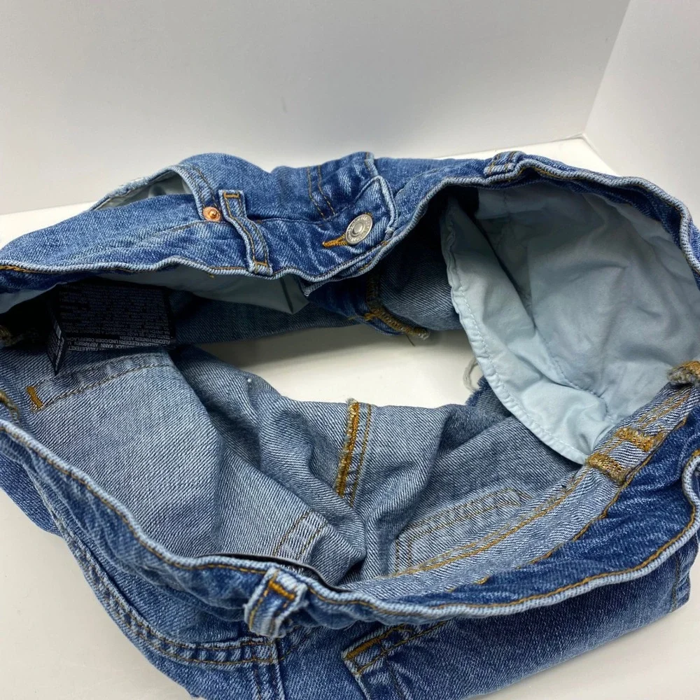 ZARA WOMAN Premium Denim Mini Skirt Distressed Raw Hem Blue Jean Skirt Size. L